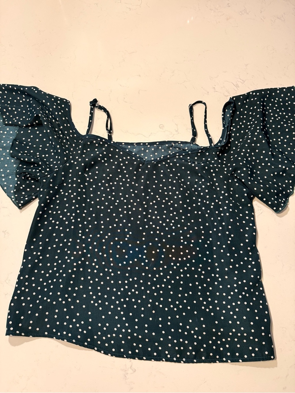 SHEIN Teal Polka Dot Off-Shoulder Camisole